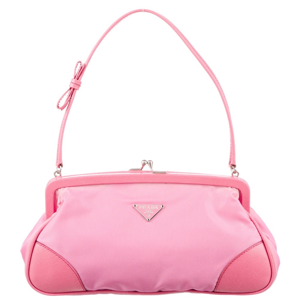 Prada Saffiano Trimmed Tessuto Frame Shoulder Bag